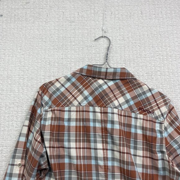Marmot Womens XL Rust Orange Plaid Button Up Shirt Long Sleeve Fitted Outdoors - Picture 9 of 11